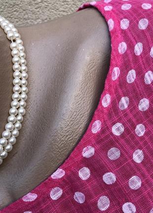 Легкая,розовая блуза- реглан,рубаха в горохи,вискоза-хлопок,большой размер4 фото