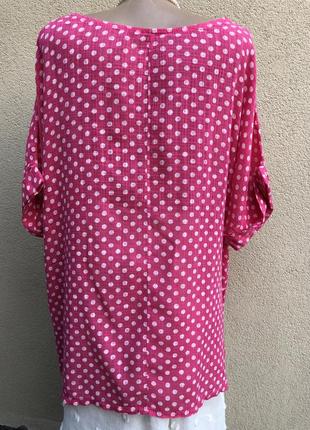 Легкая,розовая блуза- реглан,рубаха в горохи,вискоза-хлопок,большой размер6 фото