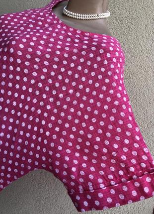 Легкая,розовая блуза- реглан,рубаха в горохи,вискоза-хлопок,большой размер8 фото
