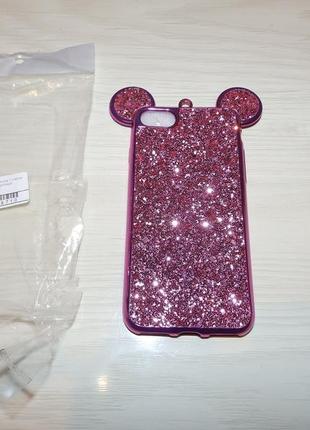 Чехол с кристаллами для iphone 7 /8 mickey mouse  shiny pink5 фото