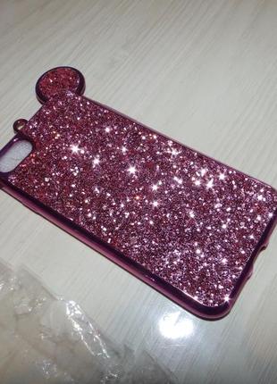 Чехол с кристаллами для iphone 7 /8 mickey mouse  shiny pink3 фото