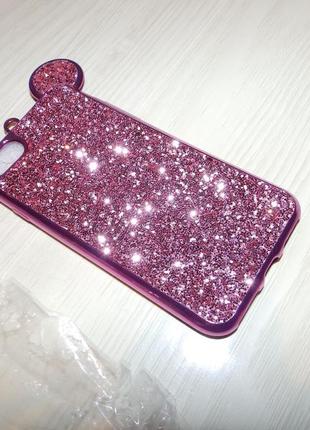 Чехол с кристаллами для iphone 7 /8 mickey mouse  shiny pink4 фото