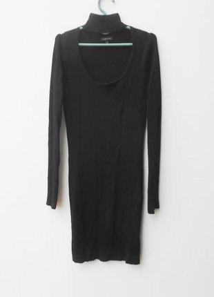 Трикотажное платье деми   в рубчик из вискозы с длиннім рукавом