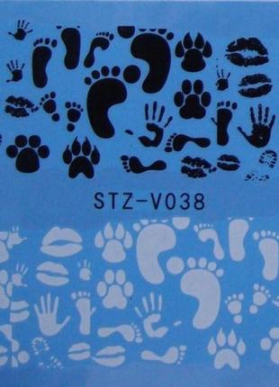 Наклейки слайдеры для дизайна ногтей маникюра педикюра следы