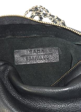 Zara маленькая мягкая кожаная сумка на цепочке9 фото