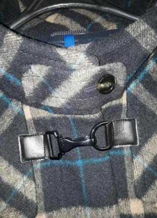 Люкс бренд gil bret синее прямое шерстяное пальто в клетку с капюшоном virgin wool6 фото