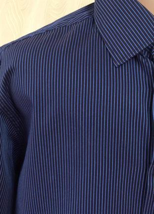 Коттоновая рубашка черная в синюю полоску marks&spencer , р.484 фото