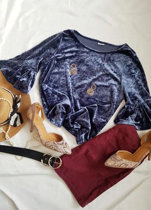 Трендова велюрова кофта блуза з воланами  від jacqueline de yong1 фото