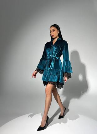 Оксамитова сукня з мереживом4 фото