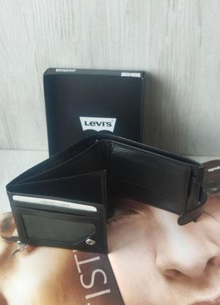 Мужской подарочный кожаный набор levis (ремень и кошелек черный)2 фото