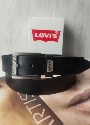 Мужской подарочный кожаный набор levis (ремень и кошелек черный)3 фото