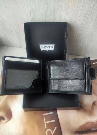 Мужской подарочный кожаный набор levis (ремень и кошелек черный)4 фото