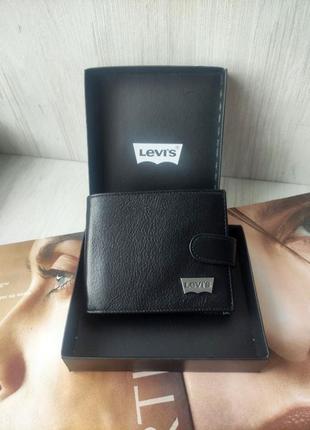 Мужской подарочный кожаный набор levis (ремень и кошелек черный)9 фото