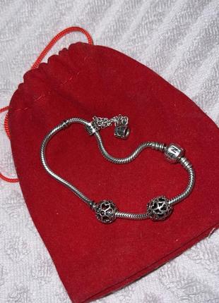 Браслет pandora + 3 шарма