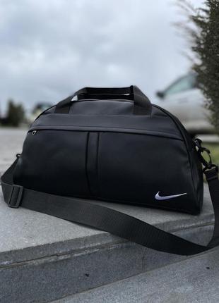 Сумка груша шкірозамінник чорний nike з білим лого (кодм-9928)