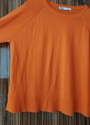 Оранжевая базовая прямая оверсайз кофта свитер zara3 фото