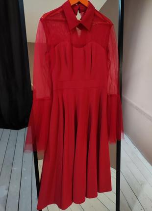 Вечернее красное платье3 фото