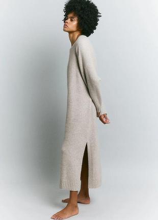 Длинное платье h m женское с разрезом длинный рукав