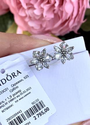 Сережки пандора срібло 925 сережки pandora серьги «блискучий гербарій» сережки пусети кульчики оригінальні сережки пандора нові бірка пломба2 фото