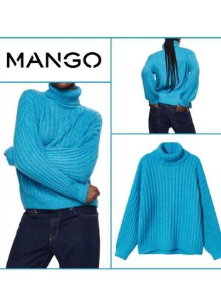 Теплый свитер mango m-xl оверсайз трикотажный вязаный женский гольф водолазка джемпер лонгслив свитшот