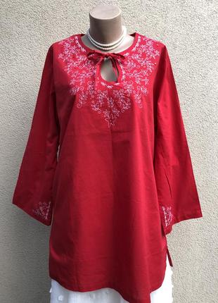 Нова,червона блузка,туніка,вишивка,паєтки в етно,східний стиль,великий розмір