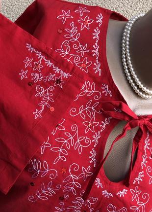 Новая,красная блузка,туника,вышивка,паетки в этно,восточный стиль,большой размер8 фото