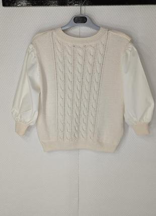 Трендовая крутая модная кофта рубашка свитер вязанная с рюшами рукава фонарики2 фото