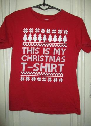 Футболка новогодняя 9-10 лет.рост 134-140см