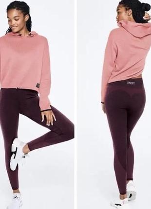 Женские бесшовные лосины леггинсы тайтсы victoria’s secret pink seamless work out tight plum purple leggings