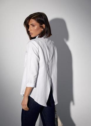 Женская рубашка с воротником-стойкой - белый цвет, m2 фото