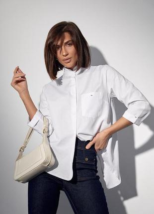 Женская рубашка с воротником-стойкой - белый цвет, m6 фото
