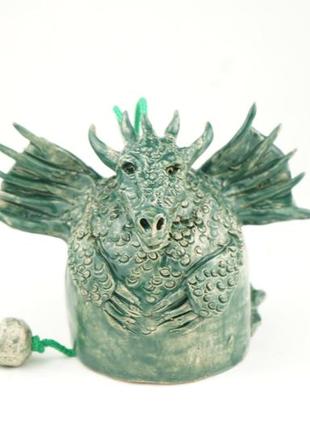 Звоночок зеленый дракон символ 2024 года молния сувенир dragon gift