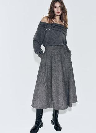 Розкльошена спідниця сіра zara new