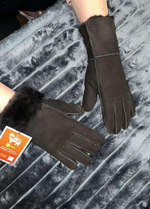 Шикарні жіночі шкіряні рукавички на натуральній овчині дублянка1 фото