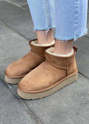 Угги угги угги угги ugg classic ultra mini platform chestnut