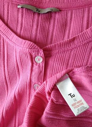 Р 12 / 46-48 удобная домашняя пижамная розовая кофта футболка лонгслив хлопок трикотаж tu4 фото