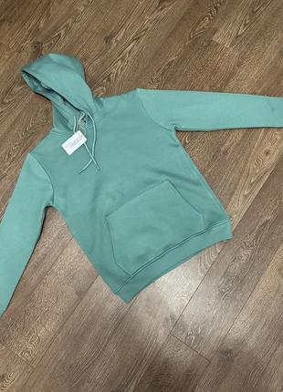 Худи на флисе теплый новый зеленый