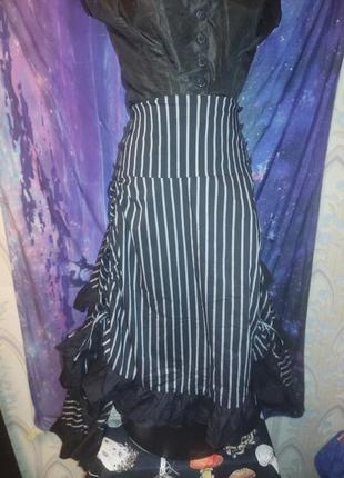 Шикарная готическая юбка в винтажном викторианском стиле стимпанк в полоску3 фото
