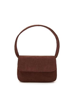 Базова шоколадна вельветова сумка багет тримає форму сумочка на плече2 фото