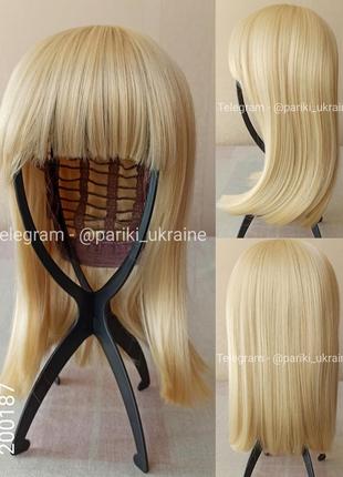 Коротка перука блонд, нова, термостійка, з чубчиком, парик6 фото