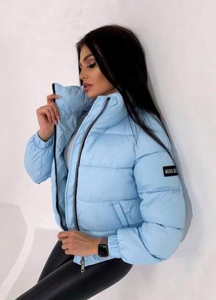 Тепла коротка куртка без капюшона, жіноча, розміри: 42,44,463 фото