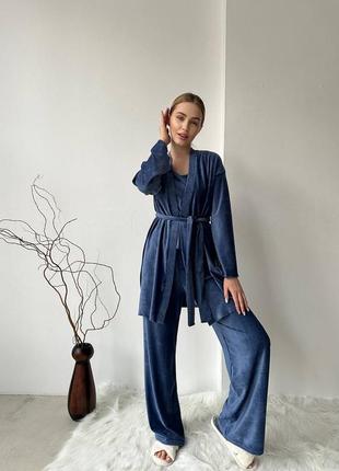 Оксамитова піжама-трійка 3 в 1