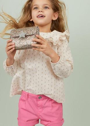 Классные хлопковые шортики h&m девочкам 122,128,134,140см
