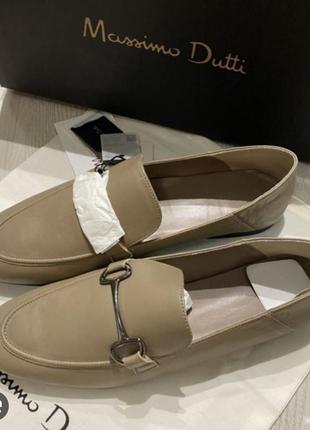 Полностью кожаные лоферы massimo dutti, телесного цвета