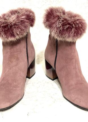 Замшеві жіночі зимові напівчоботи 37-й розмір