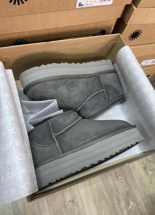 Угги на платформе ugg ultra mini platform grey