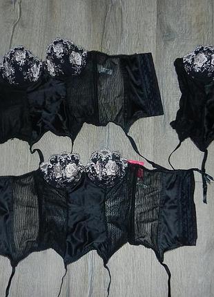 30а 70а lingerie,франция корсет утяжка черного цвета с роскошной вышивкой,новый