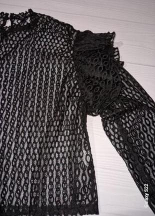 Черная кружевная блуза р.4810 фото