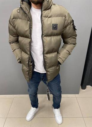 Чоловіча куртка / якісна куртка stone island в хакі кольорі на кожен день