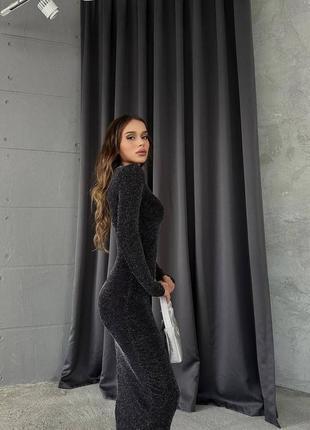 Невероятное вечернее платье миди люрекс с рукавами по фигуре вечернее новогоднее